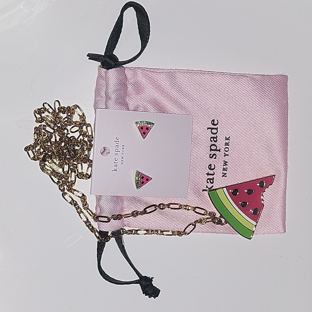 NWT Kate Spade "Picnic Perfect" Stud watermelon earrings and long waterm…
